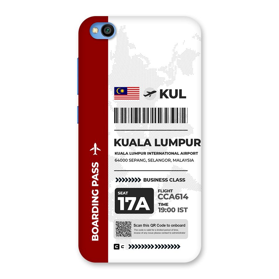 International Boarding Pass Kuala Lumpur Back Case for Redmi Go