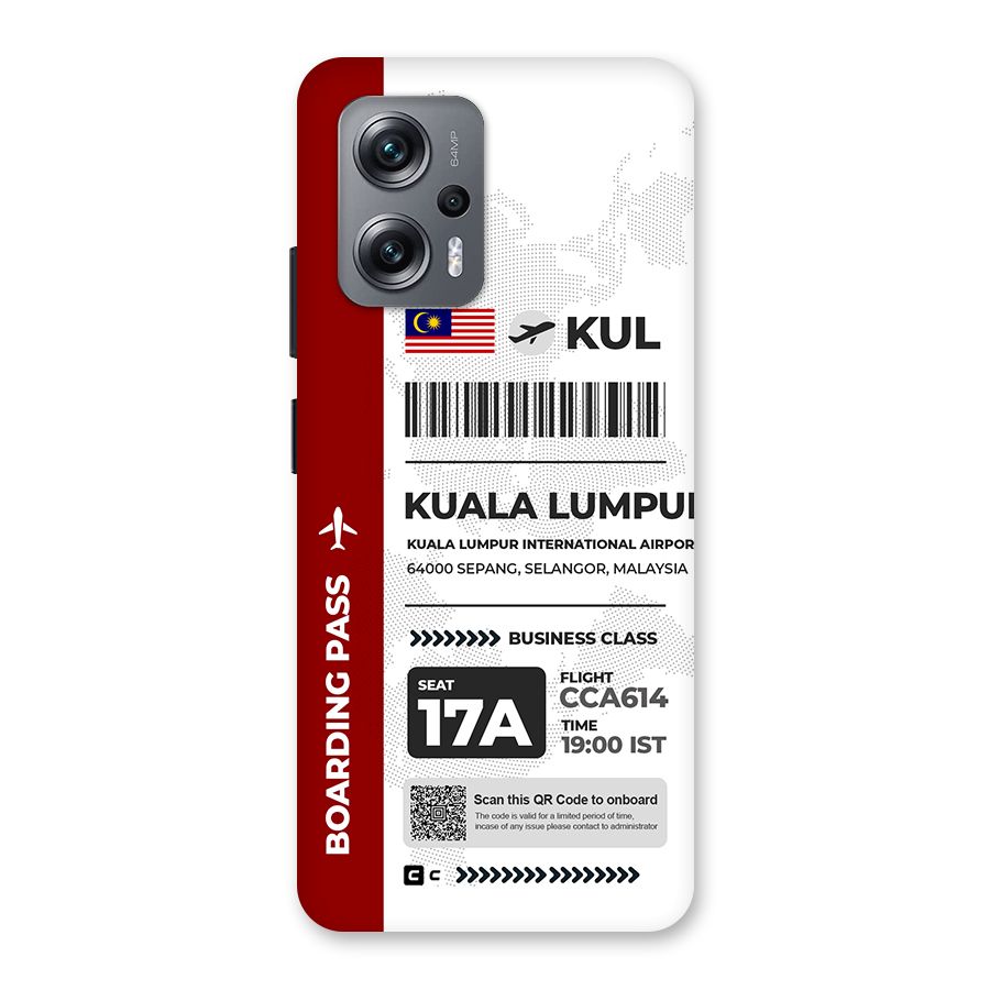 International Boarding Pass Kuala Lumpur Back Case for Redmi K50i