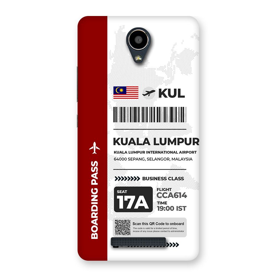 International Boarding Pass Kuala Lumpur Back Case for Redmi Note 2