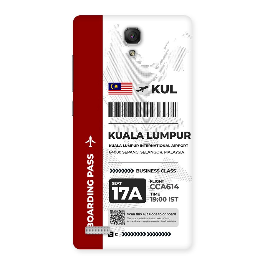 International Boarding Pass Kuala Lumpur Back Case for Redmi Note 4