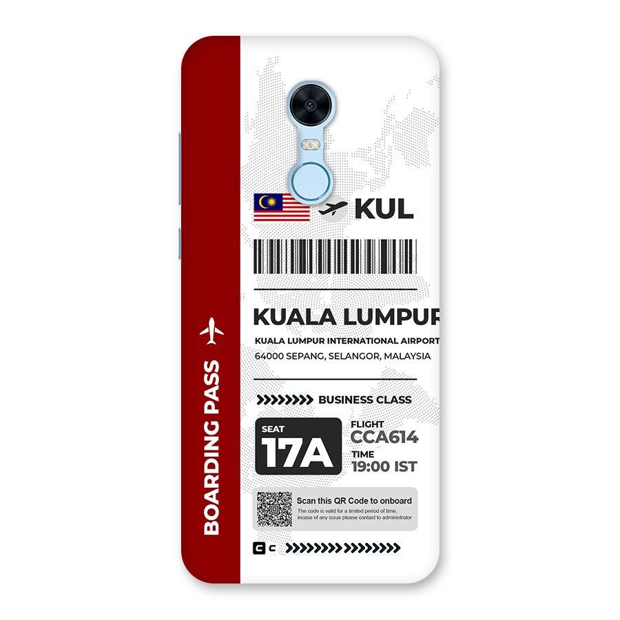 International Boarding Pass Kuala Lumpur Back Case for Redmi Note 5
