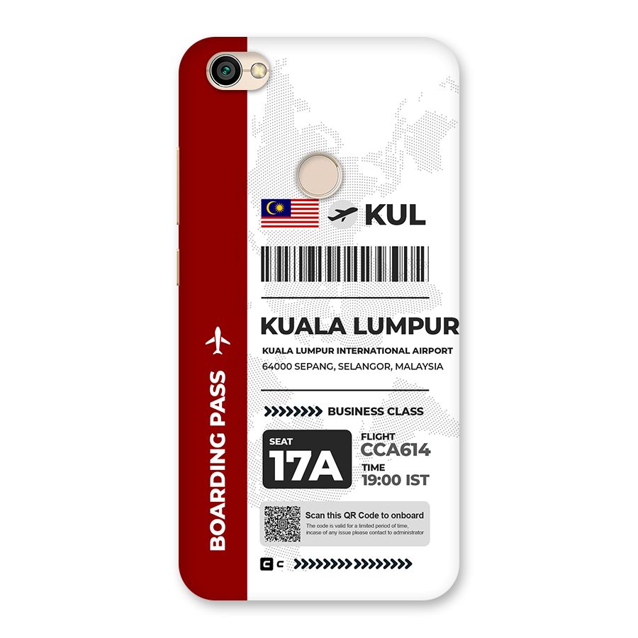 International Boarding Pass Kuala Lumpur Back Case for Redmi Y1 2017