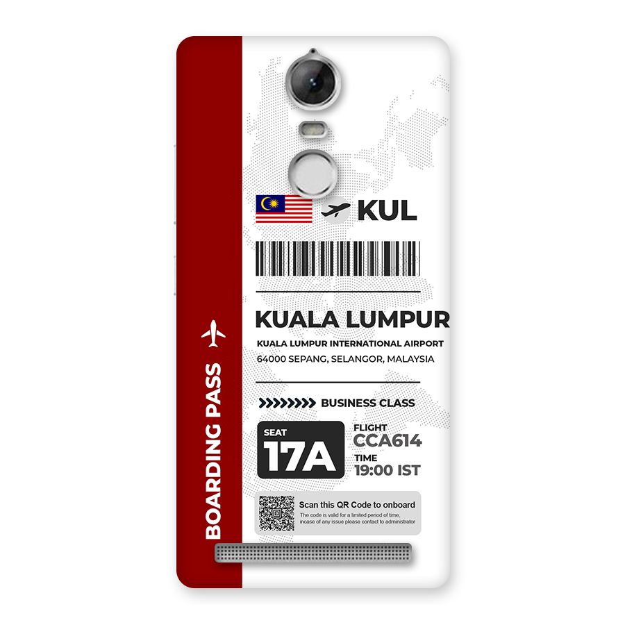 International Boarding Pass Kuala Lumpur Back Case for Vibe K5 Note