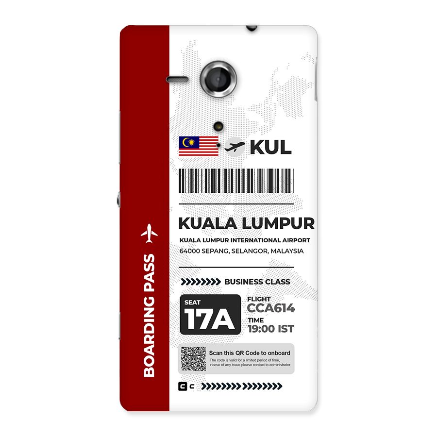 International Boarding Pass Kuala Lumpur Back Case for Xperia Sp