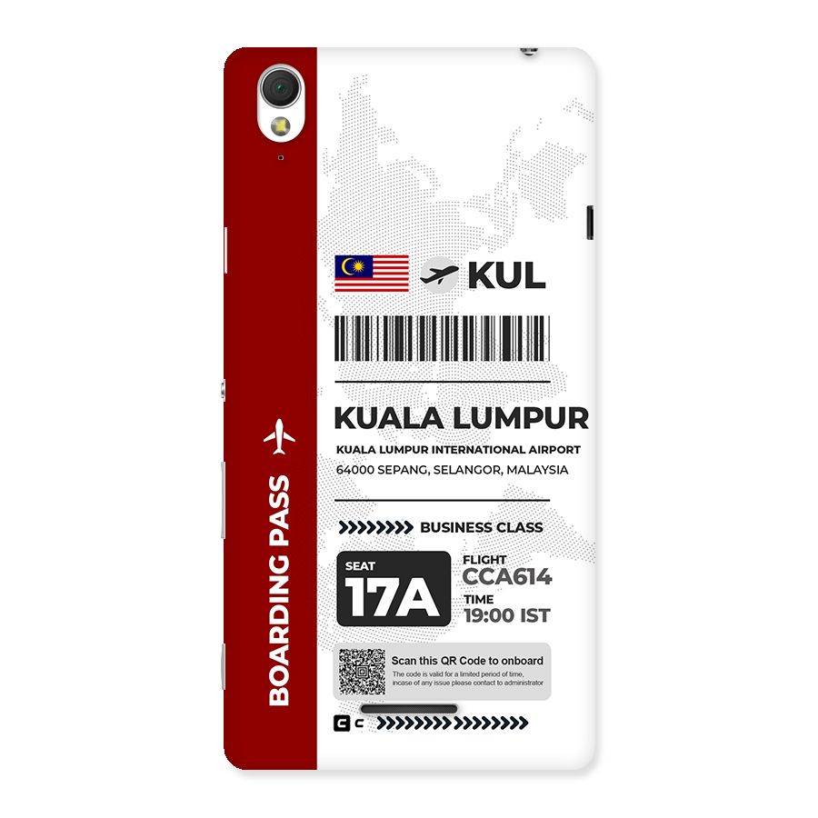 International Boarding Pass Kuala Lumpur Back Case for Xperia T3