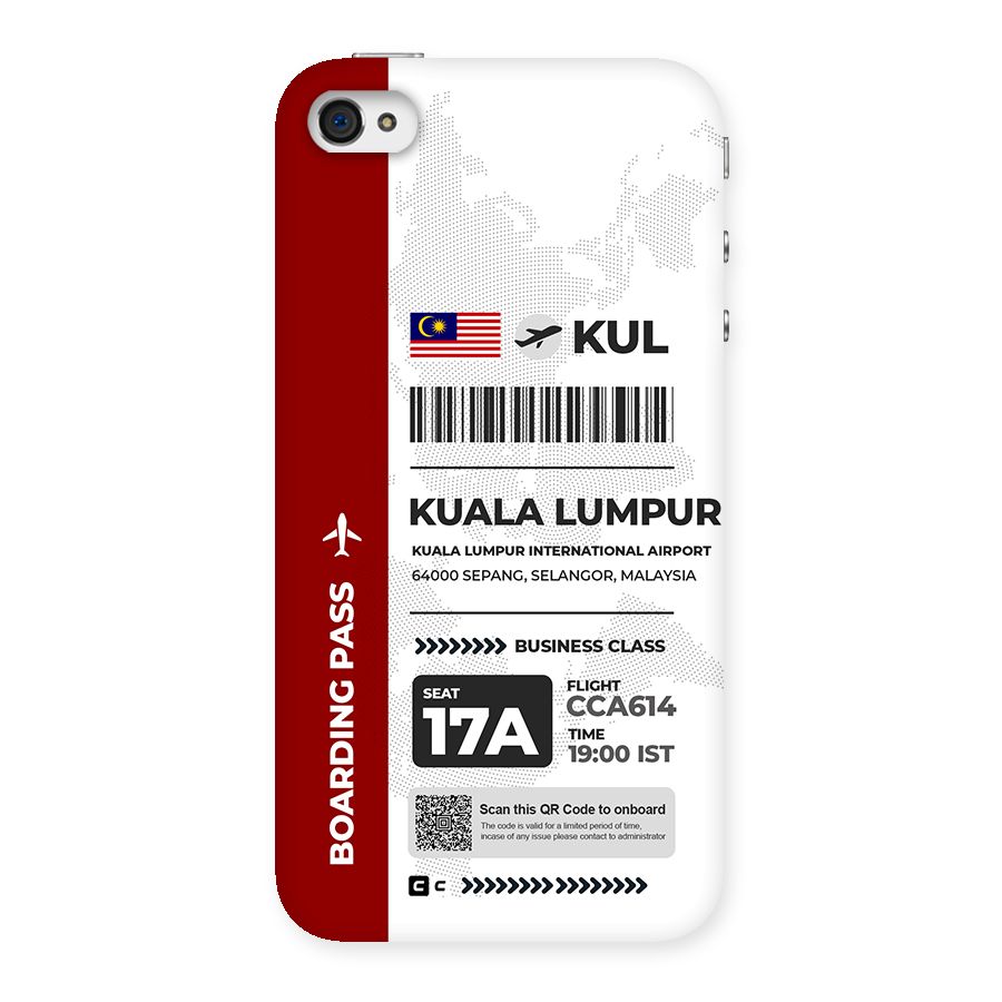 International Boarding Pass Kuala Lumpur Back Case for iPhone 4 4s