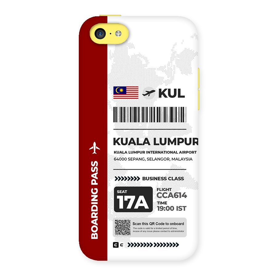 International Boarding Pass Kuala Lumpur Back Case for iPhone 5C