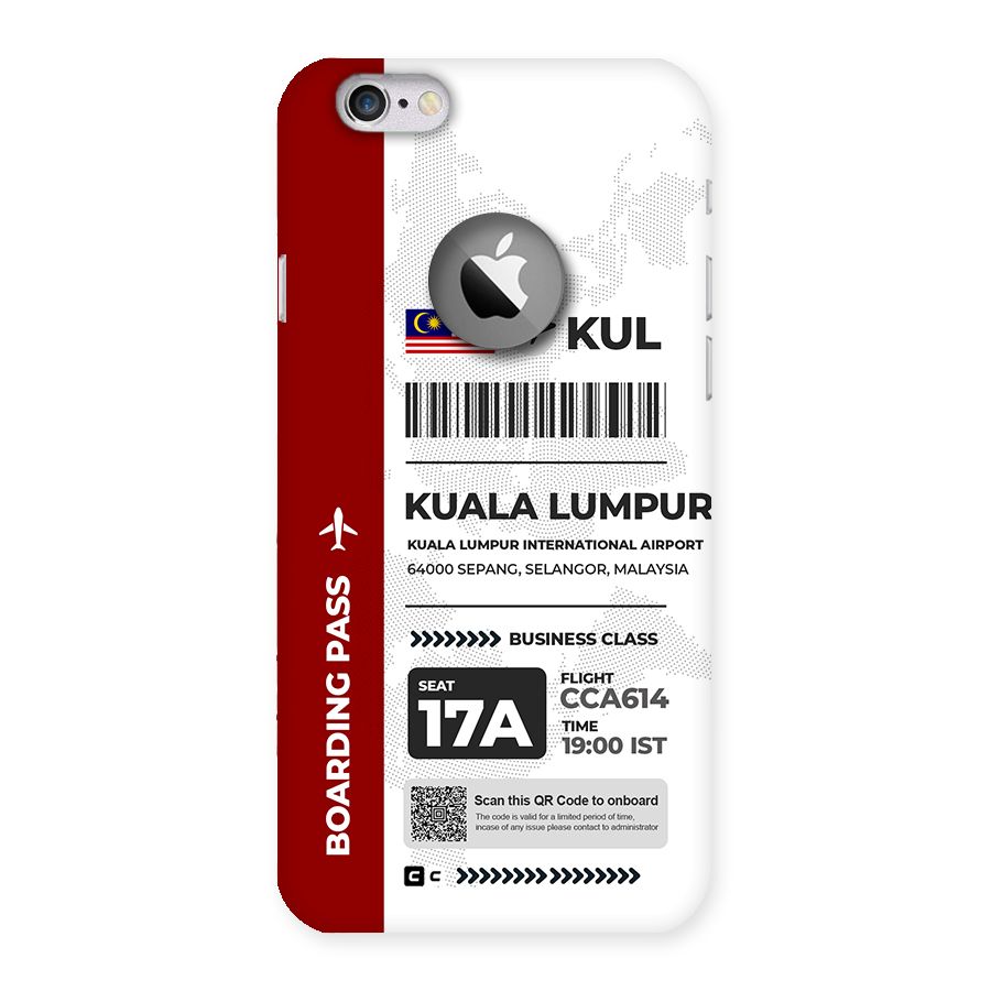 International Boarding Pass Kuala Lumpur Back Case for iPhone 6 Logo Cut