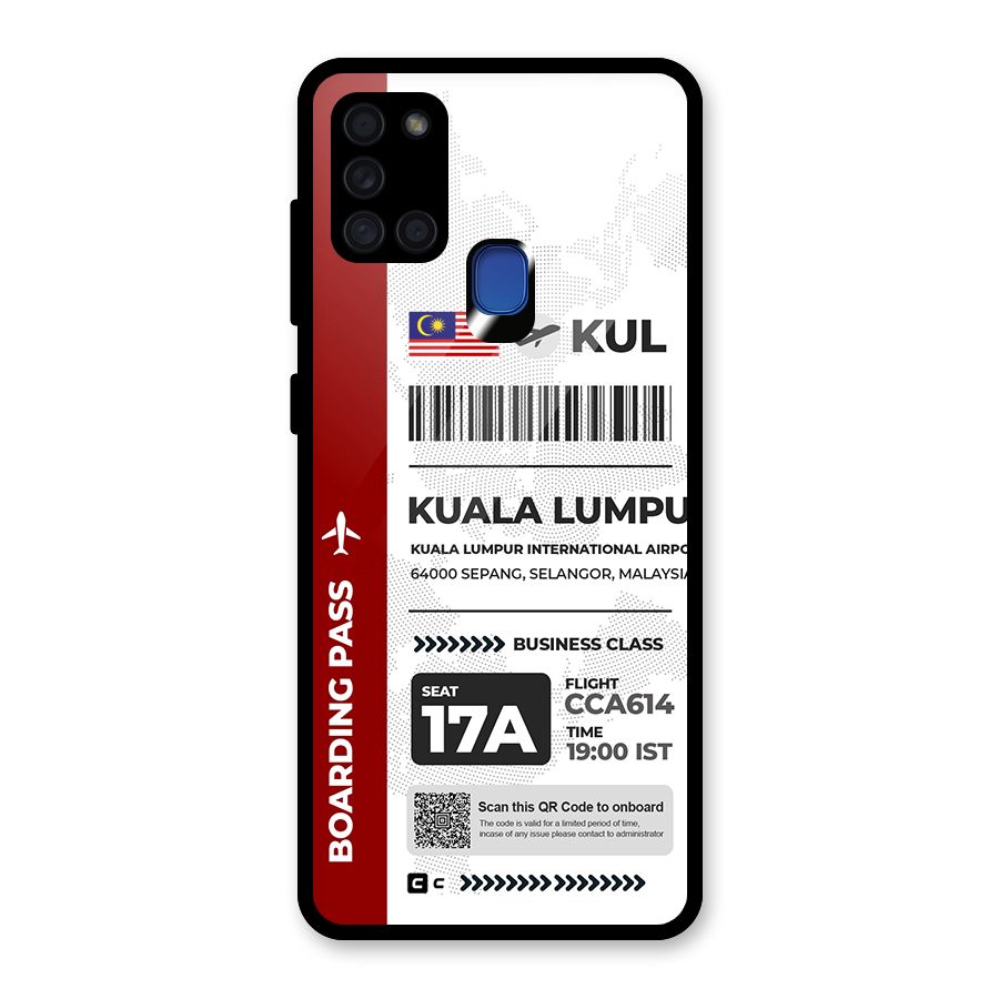 International Boarding Pass Kuala Lumpur Glass Back Case for Galaxy A21s