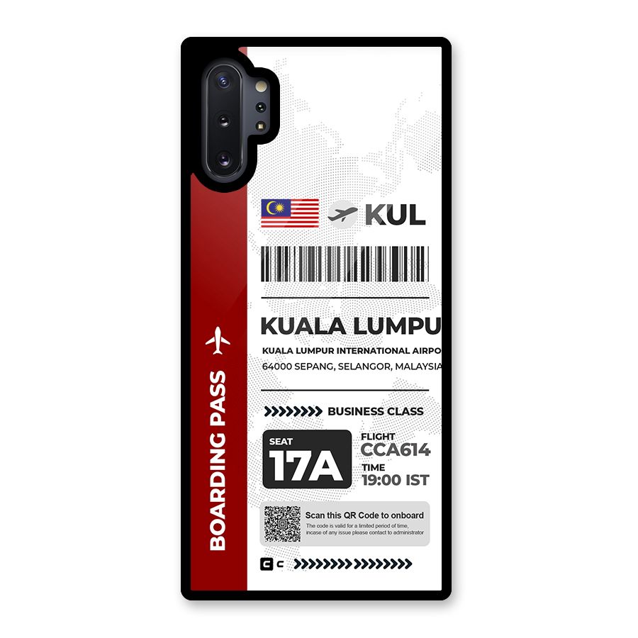 International Boarding Pass Kuala Lumpur Glass Back Case for Galaxy Note 10 Plus