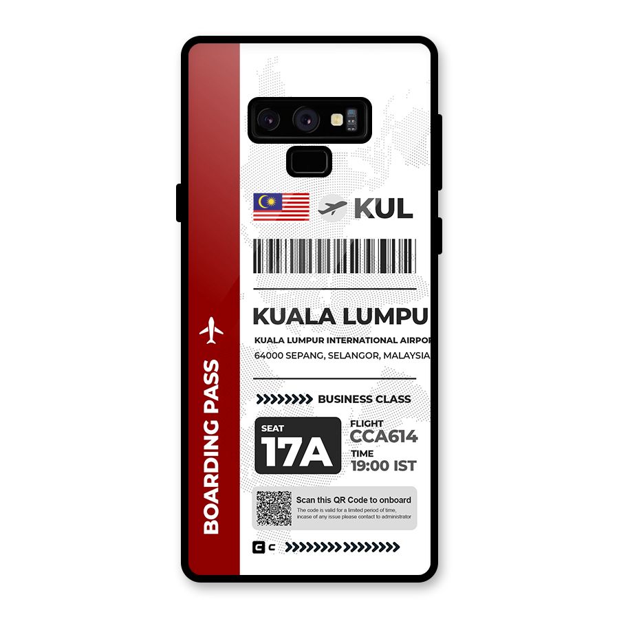 International Boarding Pass Kuala Lumpur Glass Back Case for Galaxy Note 9