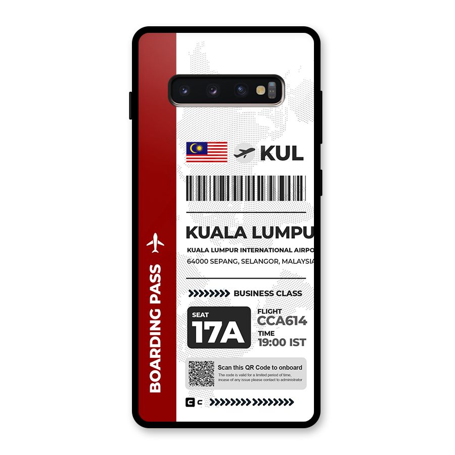 International Boarding Pass Kuala Lumpur Glass Back Case for Galaxy S10 Plus