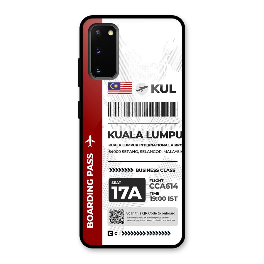 International Boarding Pass Kuala Lumpur Glass Back Case for Galaxy S20