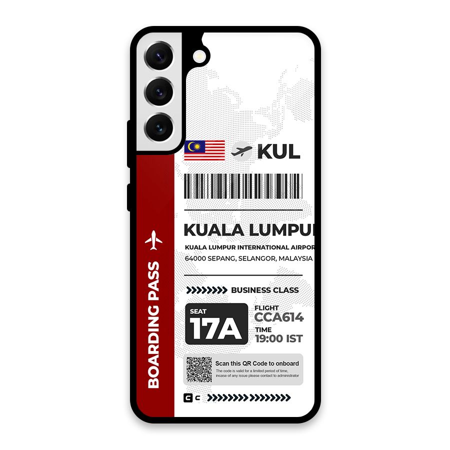 International Boarding Pass Kuala Lumpur Glass Back Case for Galaxy S22 Plus 5G