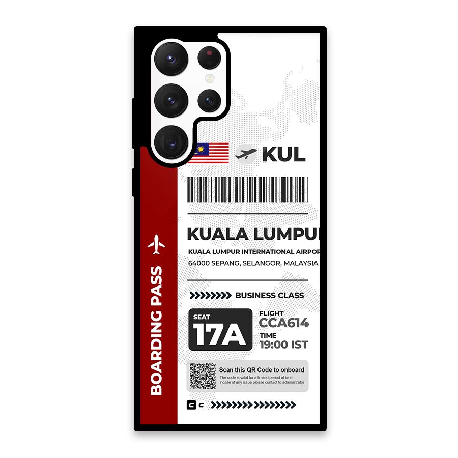 International Boarding Pass Kuala Lumpur Glass Back Case for Galaxy S22 Ultra 5G