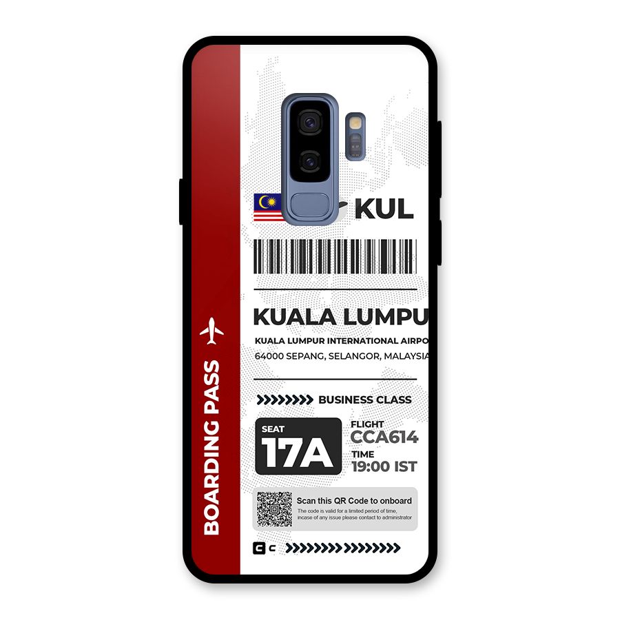 International Boarding Pass Kuala Lumpur Glass Back Case for Galaxy S9 Plus
