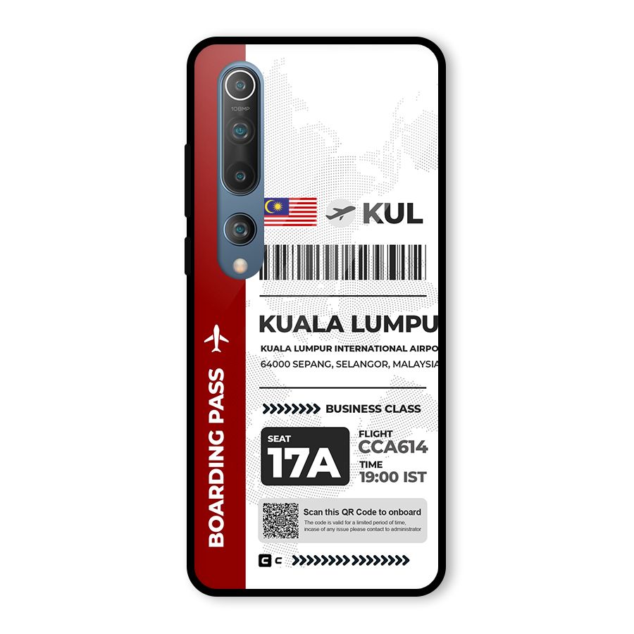 International Boarding Pass Kuala Lumpur Glass Back Case for Mi 10