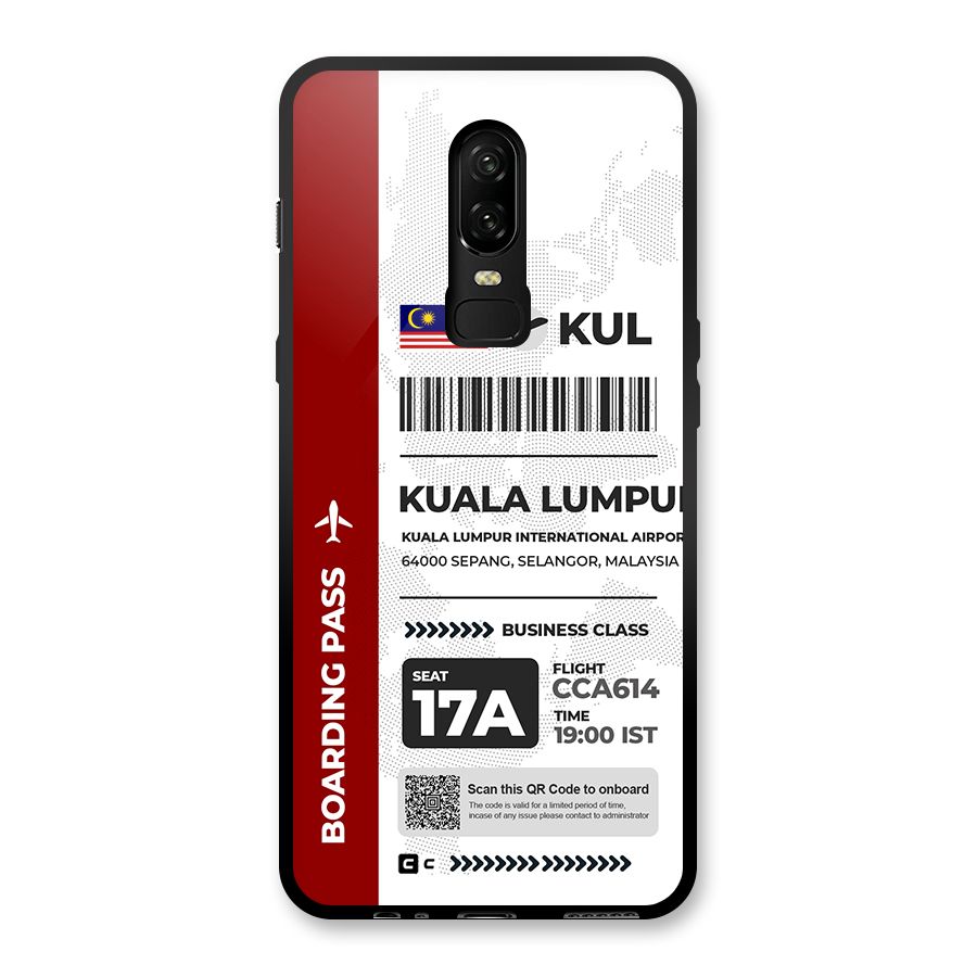 International Boarding Pass Kuala Lumpur Glass Back Case for OnePlus 6