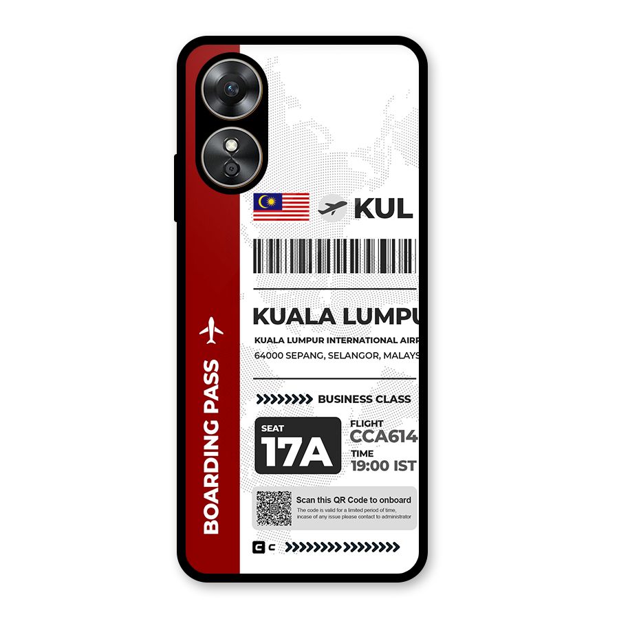 International Boarding Pass Kuala Lumpur Glass Back Case for Oppo A17
