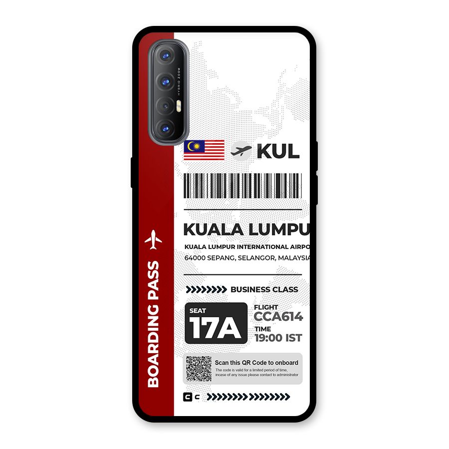 International Boarding Pass Kuala Lumpur Glass Back Case for Oppo Reno3 Pro