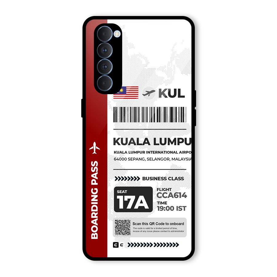 International Boarding Pass Kuala Lumpur Glass Back Case for Oppo Reno4 Pro