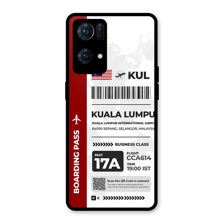 International Boarding Pass Kuala Lumpur Glass Back Case for Oppo Reno7 Pro 5G