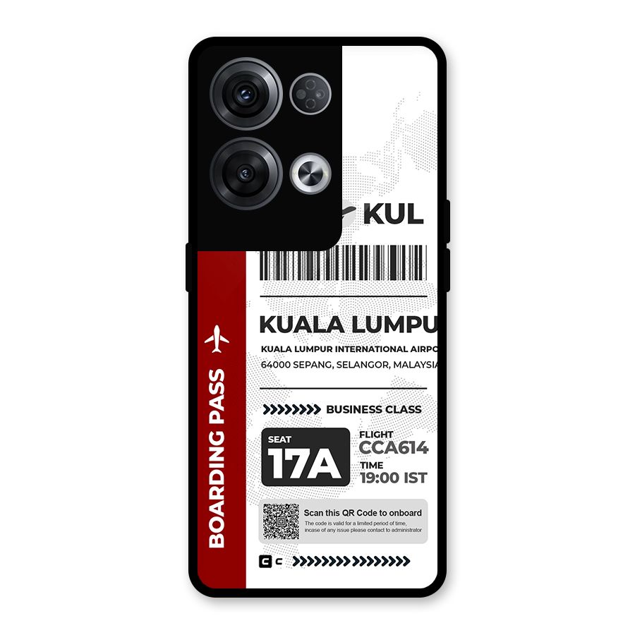 International Boarding Pass Kuala Lumpur Glass Back Case for Oppo Reno8 Pro 5G