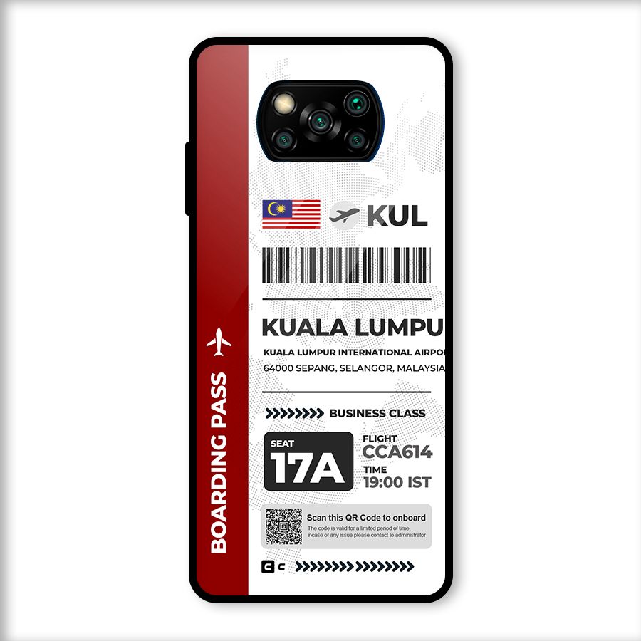 International Boarding Pass Kuala Lumpur Glass Back Case for Poco X3