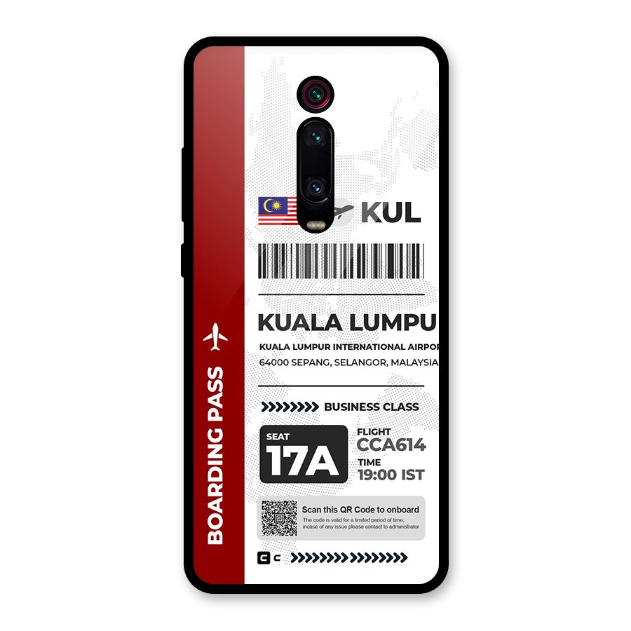 International Boarding Pass Kuala Lumpur Glass Back Case for Redmi K20