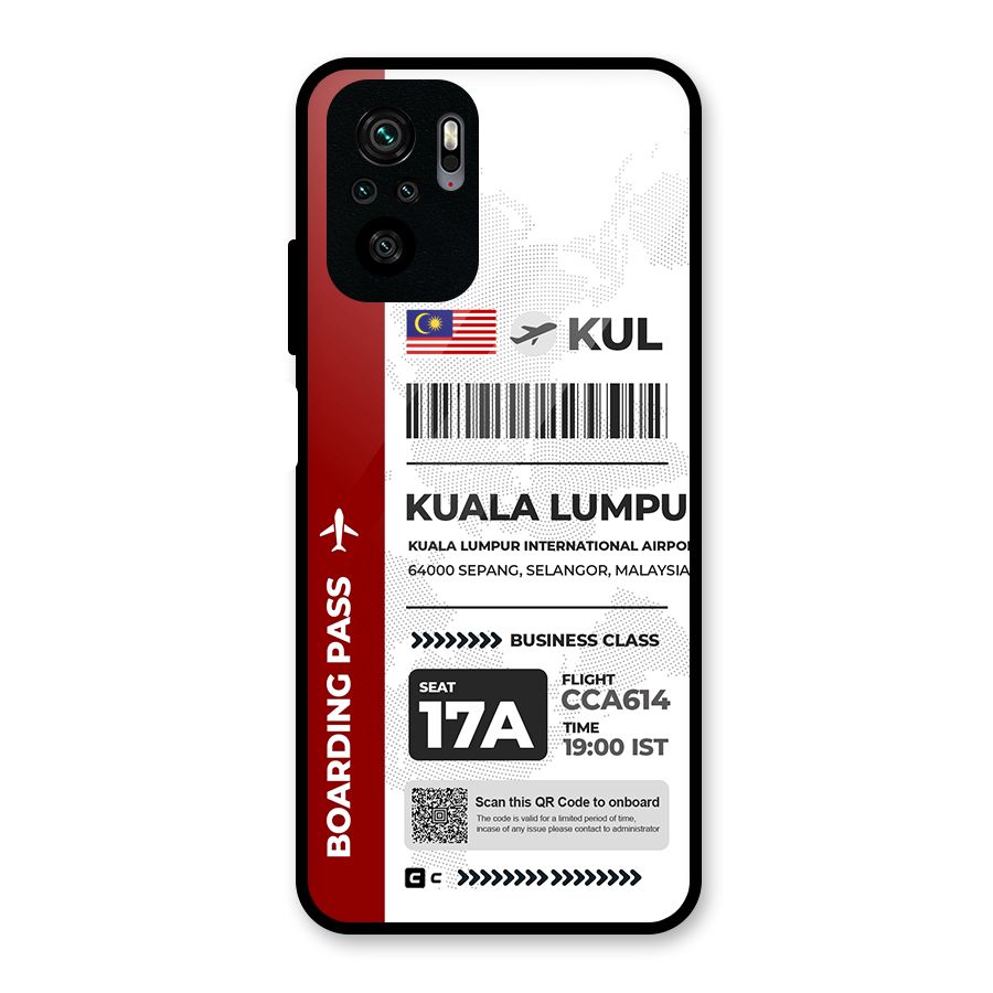 International Boarding Pass Kuala Lumpur Glass Back Case for Redmi Note 10S