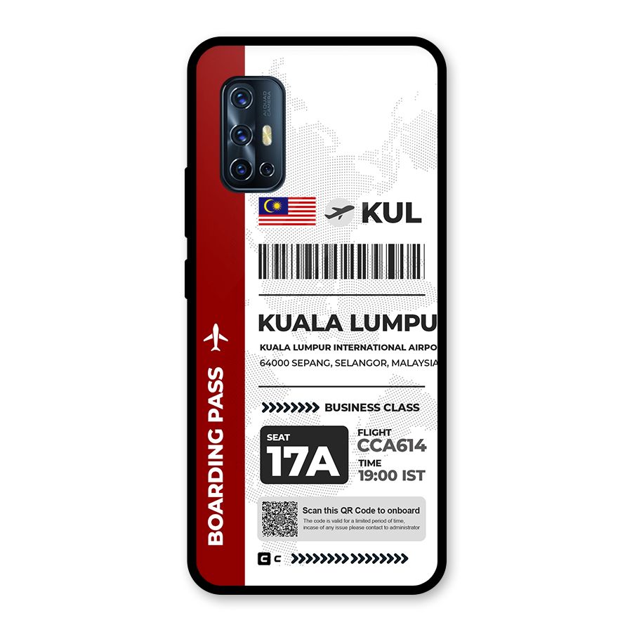 International Boarding Pass Kuala Lumpur Glass Back Case for Vivo V17