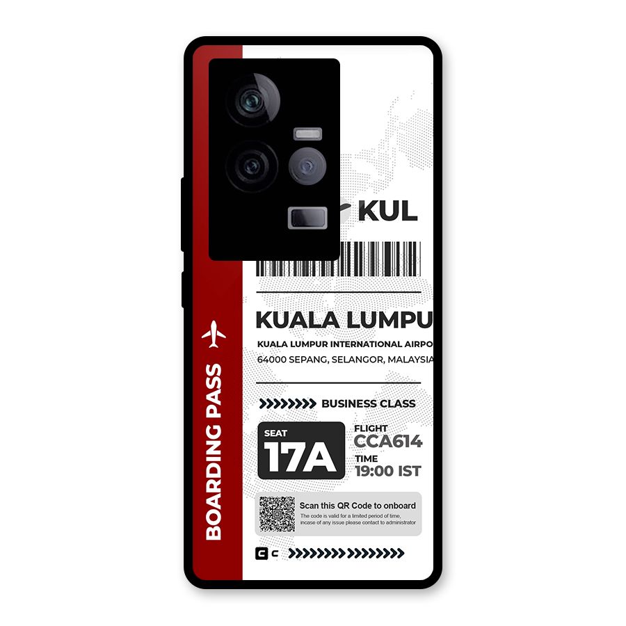 International Boarding Pass Kuala Lumpur Glass Back Case for Vivo iQOO 11 5G