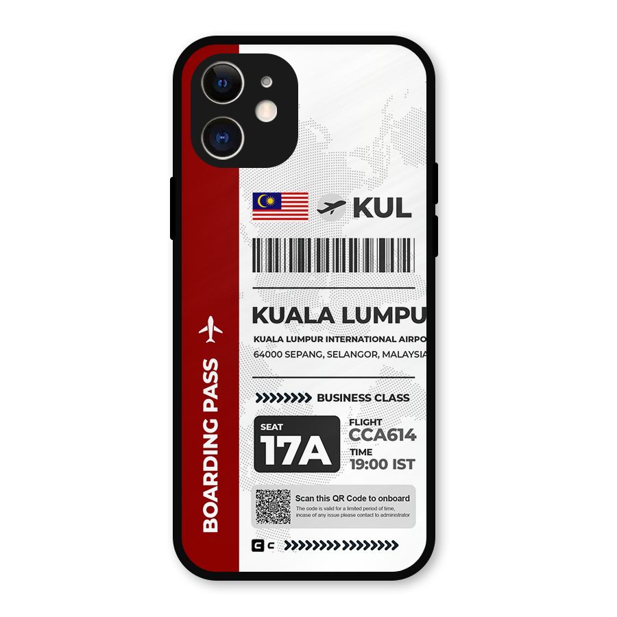 International Boarding Pass Kuala Lumpur Glass Back Case for iPhone 12