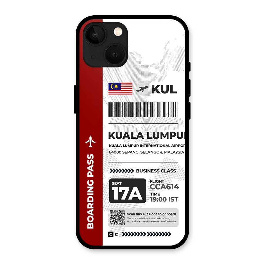 International Boarding Pass Kuala Lumpur Glass Back Case for iPhone 13