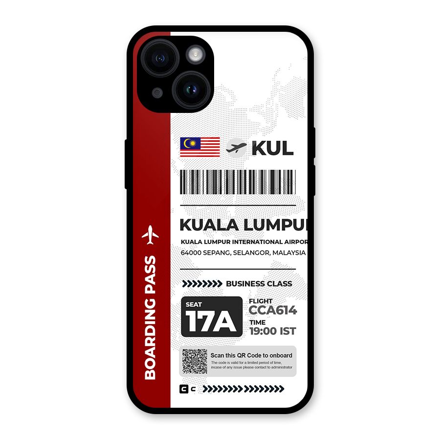 International Boarding Pass Kuala Lumpur Glass Back Case for iPhone 14