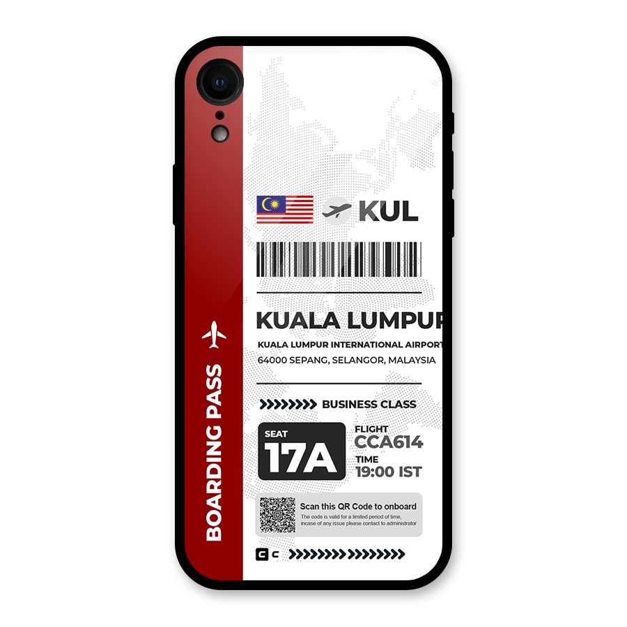 International Boarding Pass Kuala Lumpur Glass Back Case for iPhone XR