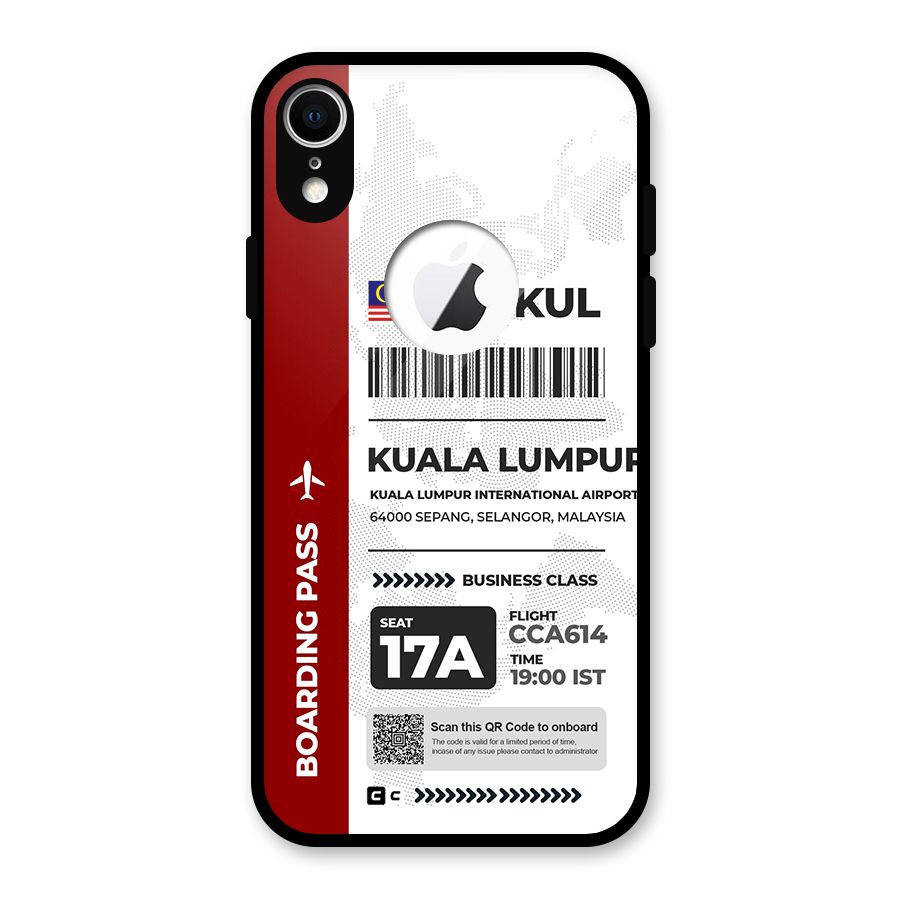 International Boarding Pass Kuala Lumpur Glass Back Case for iPhone XR Logo Cut