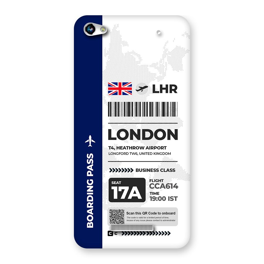 International Boarding Pass London Back Case for Canvas Hue 2 A316