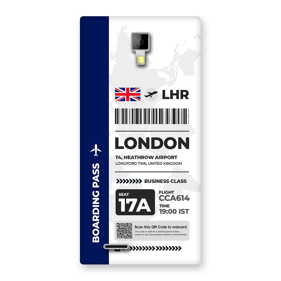 International Boarding Pass London Back Case for Canvas Xpress A99