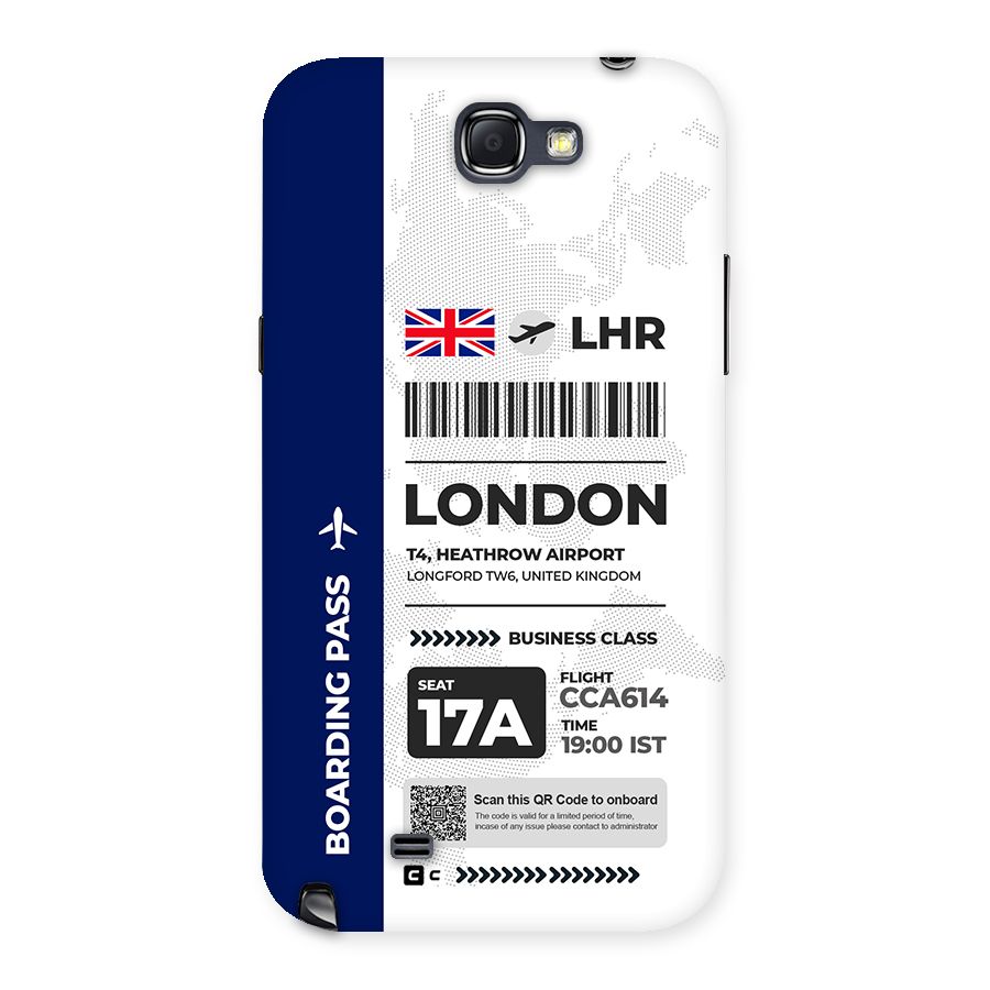 International Boarding Pass London Back Case for Galaxy Note 2