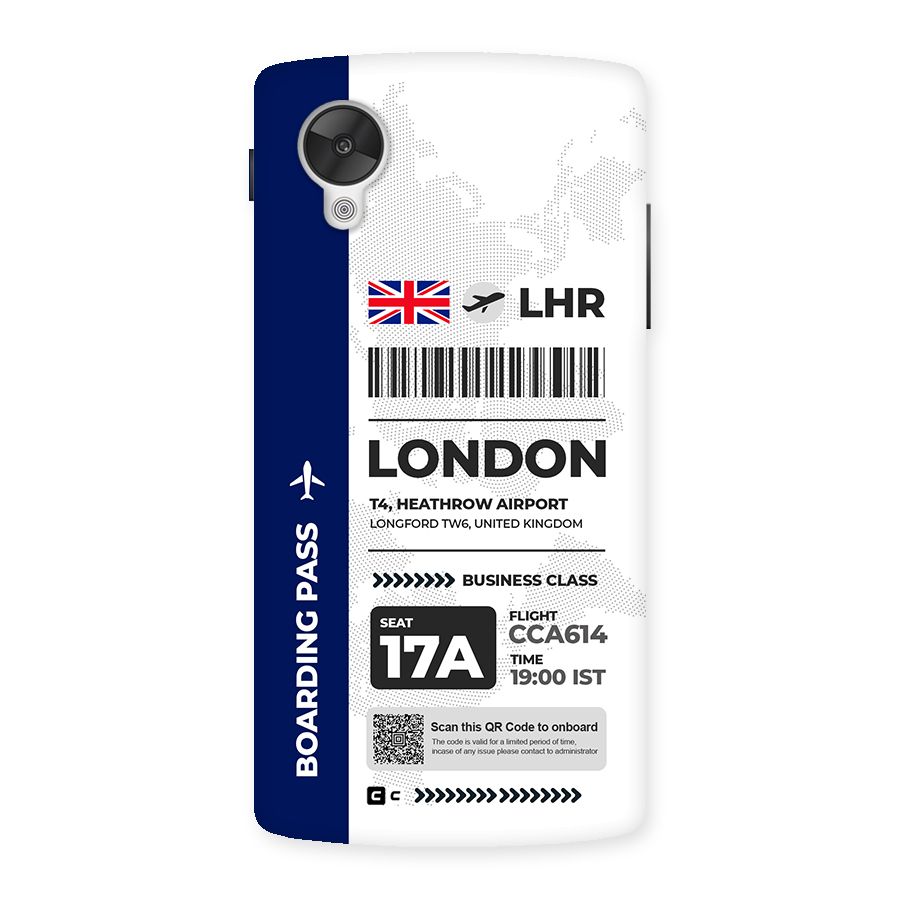 International Boarding Pass London Back Case for Google Nexus 5