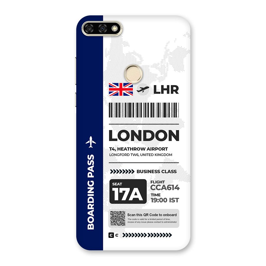International Boarding Pass London Back Case for Honor 7A