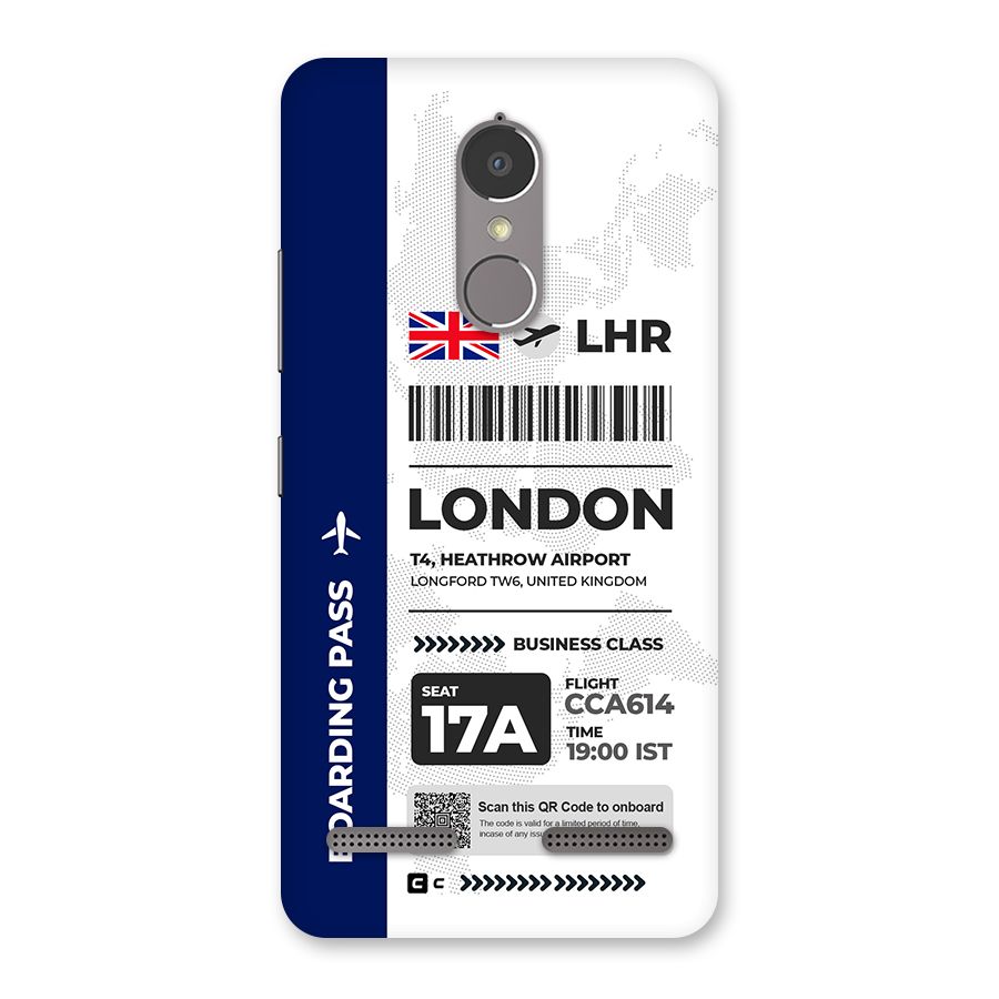 International Boarding Pass London Back Case for Lenovo K6