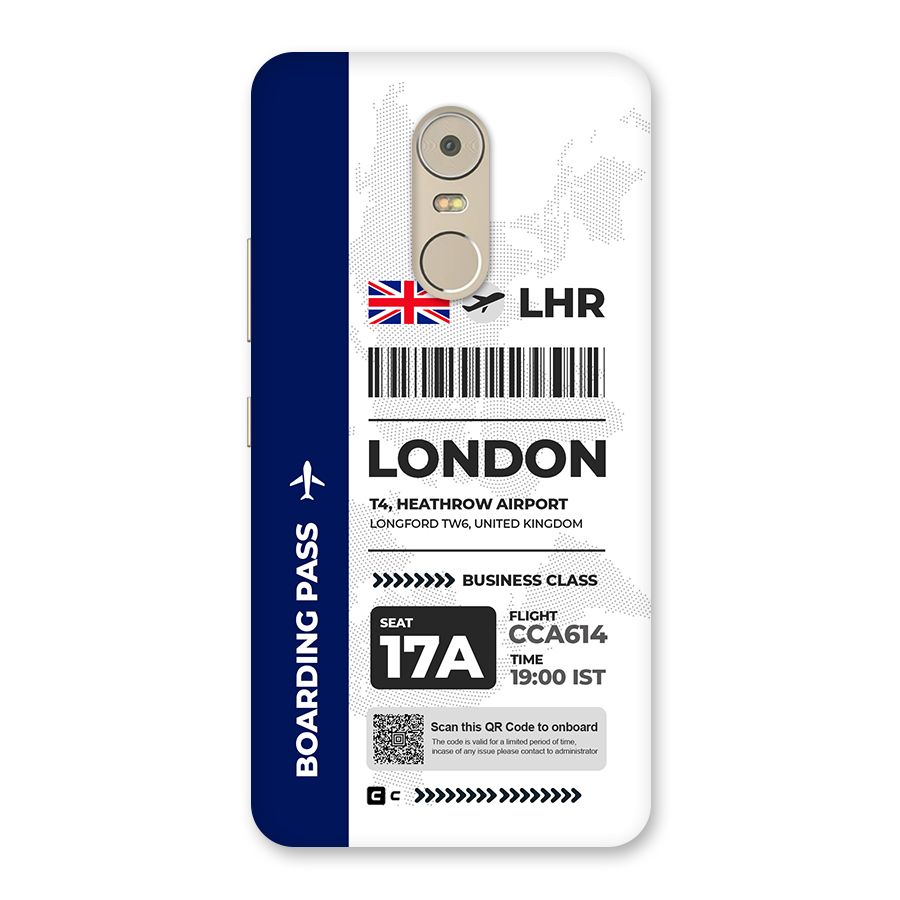 International Boarding Pass London Back Case for Lenovo K6 Note
