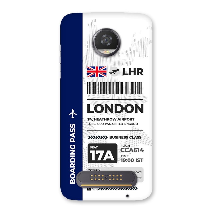 International Boarding Pass London Back Case for Moto Z2 Play
