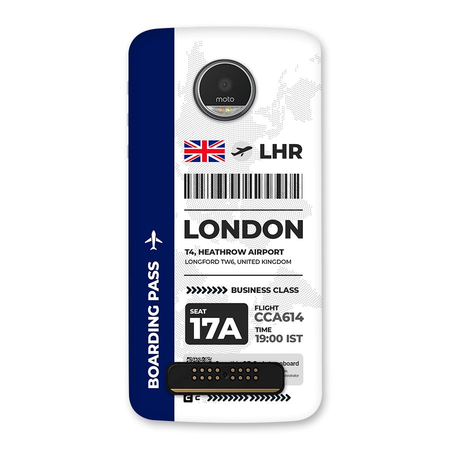 International Boarding Pass London Back Case for Moto Z Play
