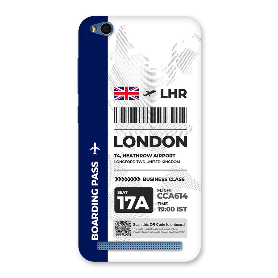 International Boarding Pass London Back Case for Redmi 5A