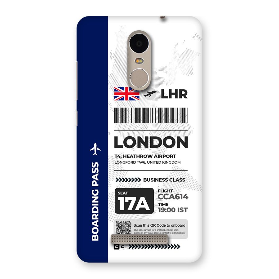 International Boarding Pass London Back Case for Redmi Note 3