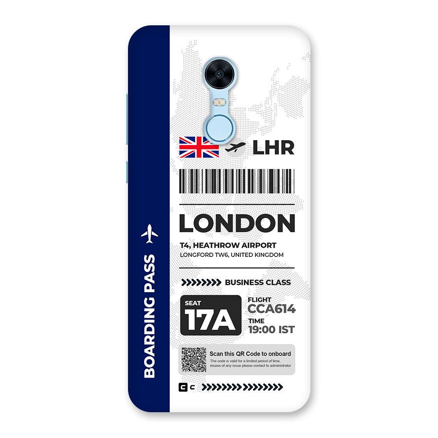 International Boarding Pass London Back Case for Redmi Note 5