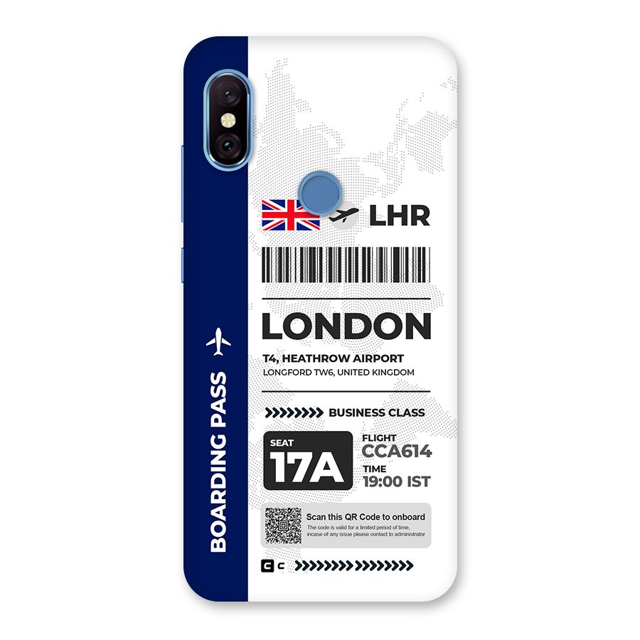 International Boarding Pass London Back Case for Redmi Note 6 Pro